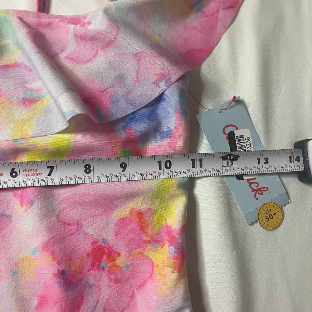 Cat Jack Floral one-piece swimsuit with rushing adjustable ties size 8. Swim - Picture 7 of 7
